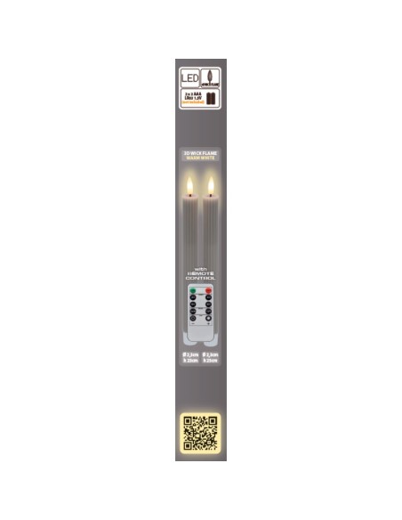 Set 2 candele tortoraØ 2,3 - H 23cm con telecomando
