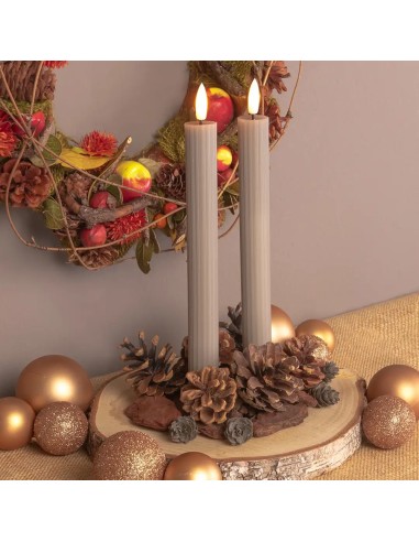 Set 2 candele tortoraØ 2,3 - H 23cm con telecomando