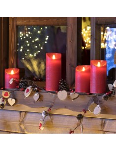 Candela Rossa Cera Rustic Moving Flame Ø7,5xH15cm 2