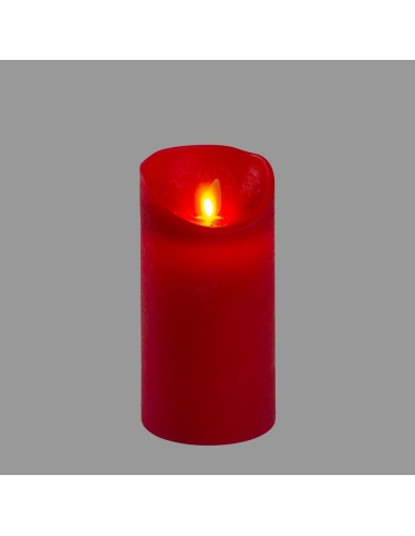 Candela Rossa Cera Rustic Moving Flame Ø7,5xH15cm
