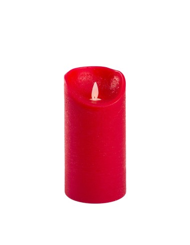 Candela Rossa Cera Rustic Moving Flame Ø7,5xH15cm