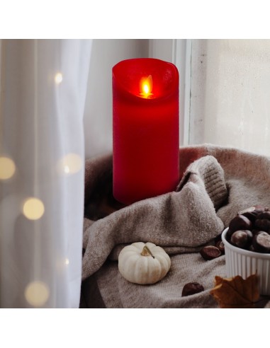 Candela Rossa Cera Rustic Moving Flame Ø7,5xH15cm