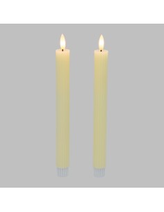 Set 2 candele avorio Ø 2,3 - H 23cm con telecomando