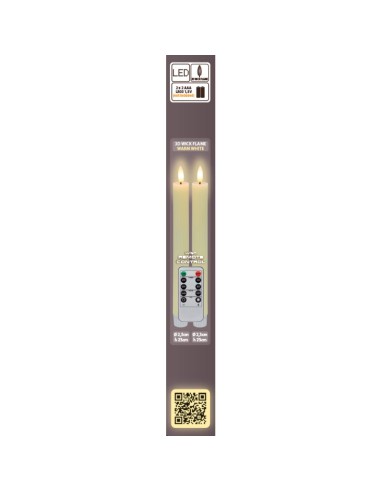 Set 2 candele avorio Ø 2,3 - H 23cm con telecomando