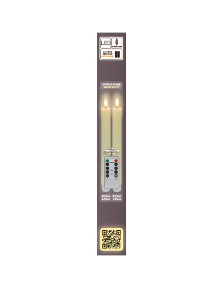 Set 2 candele avorio Ø 2,3 - H 23cm con telecomando