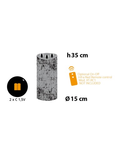 Candela Avorio RT-R Moving Flame ø 15 x H 35 cm
