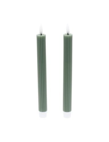 Set 2 candele verde Ø 2,3 - H 23cm con telecomando