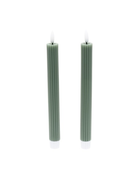 Set 2 candele verde Ø 2,3 - H 23cm con telecomando