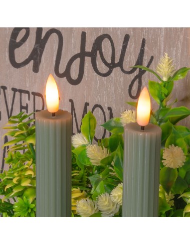 Set 2 candele verde Ø 2,3 - H 23cm con telecomando