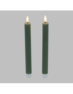 Set 2 candele verde Ø 2,3 - H 23cm con telecomando