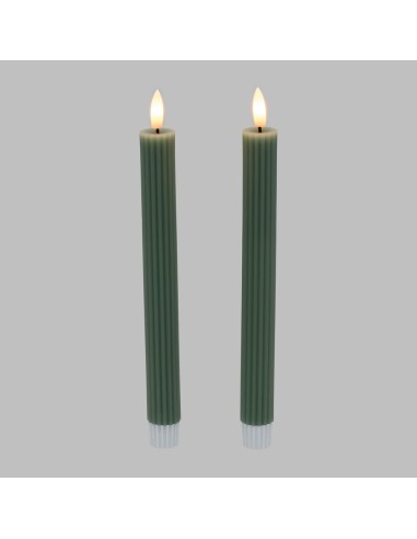 Set 2 candele verde Ø 2,3 - H 23cm con telecomando
