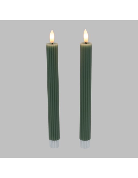 Set 2 candele verde Ø 2,3 - H 23cm con telecomando