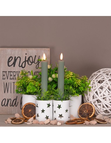 Set 2 candele verde Ø 2,3 - H 23cm con telecomando
