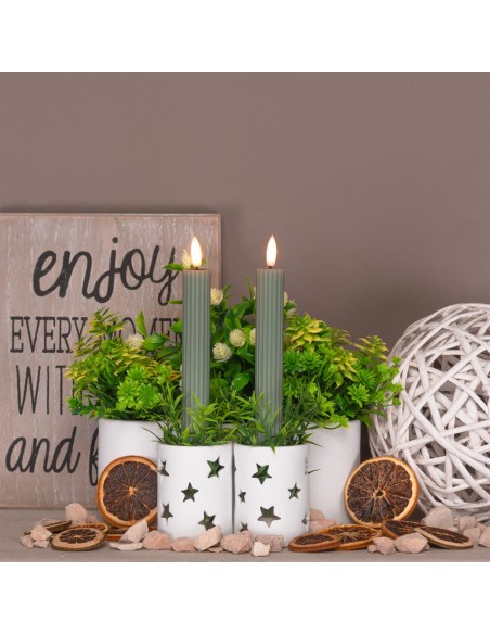 Set 2 candele verde Ø 2,3 - H 23cm con telecomando