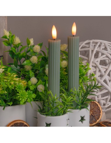 Set 2 candele verde Ø 2,3 - H 23cm con telecomando