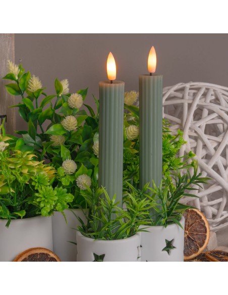 Set 2 candele verde Ø 2,3 - H 23cm con telecomando