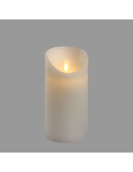 Candela Bianca Cera Rustic Moving Flame Ø7,5xH15cm