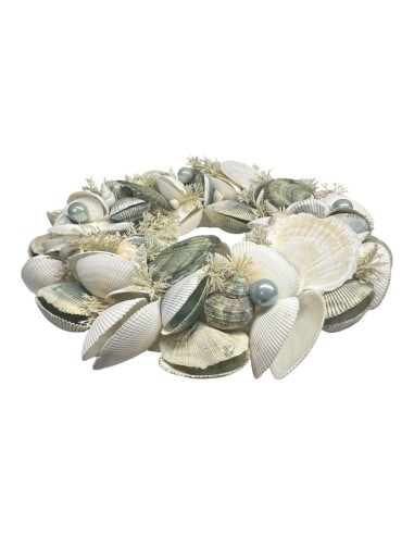 Corona conchiglie stelle marine verde mare Ø 28 cm