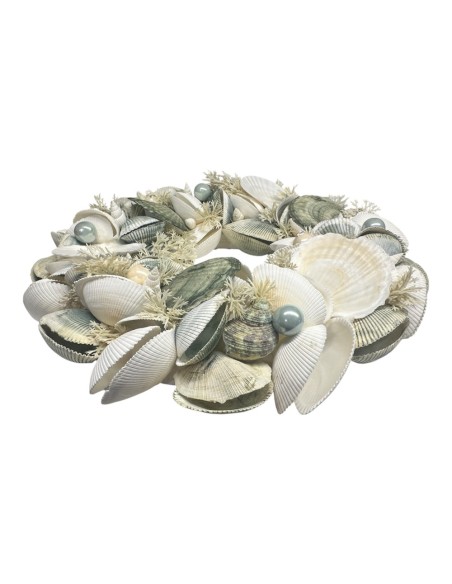 Corona conchiglie stelle marine verde mare Ø 28 cm