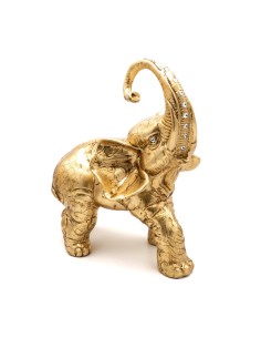 Valle d'Oro Patchi - Statuetta Elefante grande Zeus color oro in ceramica con Swarovski sotto la proboscide h.35 cm