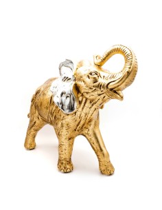 Valle d'Oro Patchi - Statuetta Elefante color oro in ceramica con Swarovski nelle orecchie, dim. H 41 x 48 cm