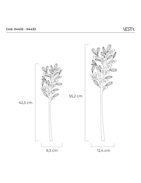 Vesta Home - Fiore Vischio Grande Kit 6 Pz·bianco·12,4 X 55,2 H Th. 5 Mm