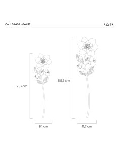 Vesta Home - Fiore Rosa Selvatica Piccola Kit 6 Pz·bianco·8,1 X 38,3 H Th. 5 Mm 2
