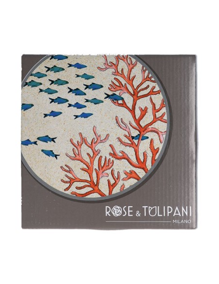Rose e Tulipani· Sea Life Sottopentola Corallo·ø 20 Cm in Gift Box ·ceramica