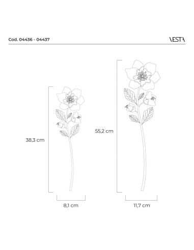Vesta Home - Fiore Rosa Selvatica Grande Kit 6 Pz·bianco·11,7 X 55,2 H Th. 5 Mm