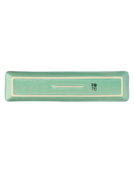 Rose e Tulipani·concerto Verde Acqua Vass Rett 32x8·32x8 Cm·stoneware