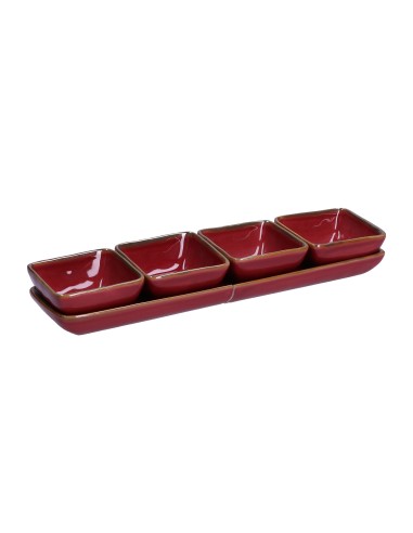 Rose e Tulipani - Ciotolina Quadrata 8 Cm Linea ''concerto Rosso Malaga'' - stoneware