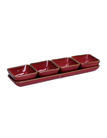 Rose e Tulipani - Ciotolina Quadrata 8 Cm Linea ''concerto Rosso Malaga'' - stoneware