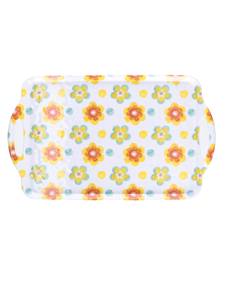 Rose e Tulipani·rose & Tulipani - Linea Flor De Agua Vassoio Rettangolare in Melamina con Manici Cm 48,5 X 29,5 X 2,2