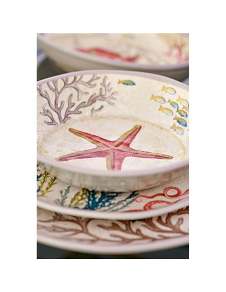 Rose e Tulipani· Sea Life Set 2 Piatti Pesce Cm·33x23 Cm· in Gift Box - melamina