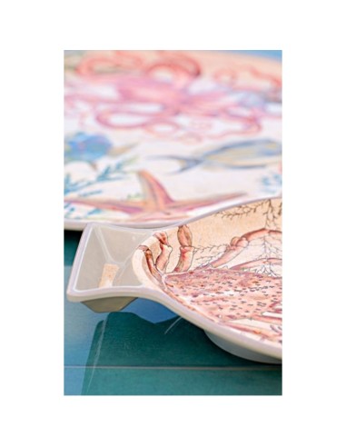Rose e Tulipani· Sea Life Set 2 Piatti Pesce Cm·33x23 Cm· in Gift Box - melamina