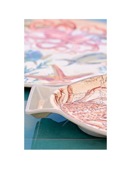 Rose e Tulipani· Sea Life Set 2 Piatti Pesce Cm·33x23 Cm· in Gift Box - melamina