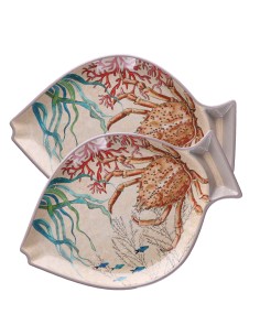 Rose e Tulipani· Sea Life Set 2 Piatti Pesce Cm·33x23 Cm· in Gift Box - melamina