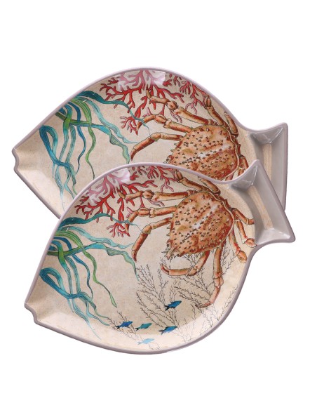 Rose e Tulipani· Sea Life Set 2 Piatti Pesce Cm·33x23 Cm· in Gift Box - melamina