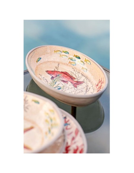 Rose e Tulipani· Sea Life Set 2 Fondi Ovali ·24x15 Cm·melamina Gift Box