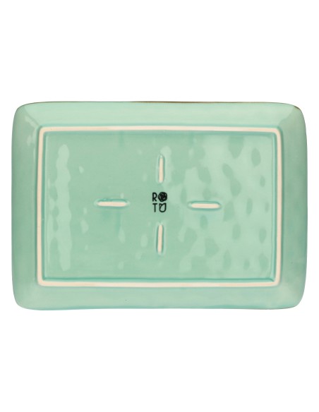Rose e Tulipani·concerto Verde Acqua Vass Rett 27x19·27x19 Cm·stoneware