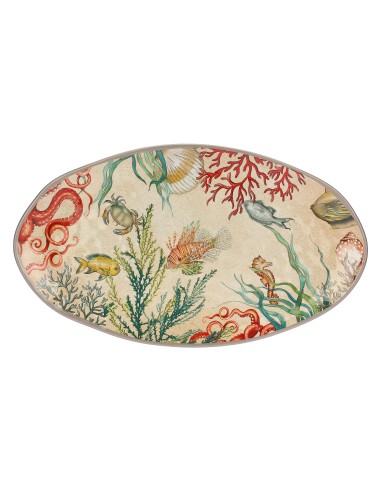 Rose e Tulipani· Sea Life Piatto Ovale 52x30 Cm· in Gift Box melamina