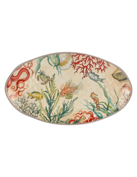 Rose e Tulipani· Sea Life Piatto Ovale 52x30 Cm· in Gift Box melamina