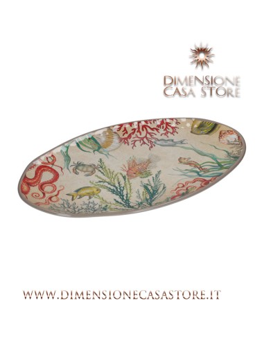 Rose e Tulipani· Sea Life Piatto Ovale 52x30 Cm· in Gift Box melamina