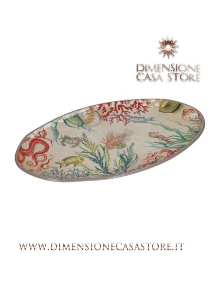 Rose e Tulipani· Sea Life Piatto Ovale 52x30 Cm· in Gift Box melamina