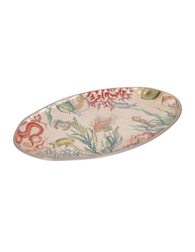 Rose e Tulipani· Sea Life Piatto Ovale 52x30 Cm· in Gift Box melamina