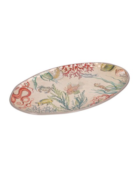 Rose e Tulipani· Sea Life Piatto Ovale 52x30 Cm· in Gift Box melamina