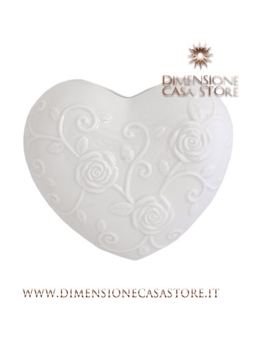 Rose e Tulipani·cuore Bianco in Porcellana Cm 15x17 in Gift Box Evaporiamo
