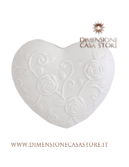 Rose e Tulipani·cuore Bianco in Porcellana Cm 15x17 in Gift Box Evaporiamo