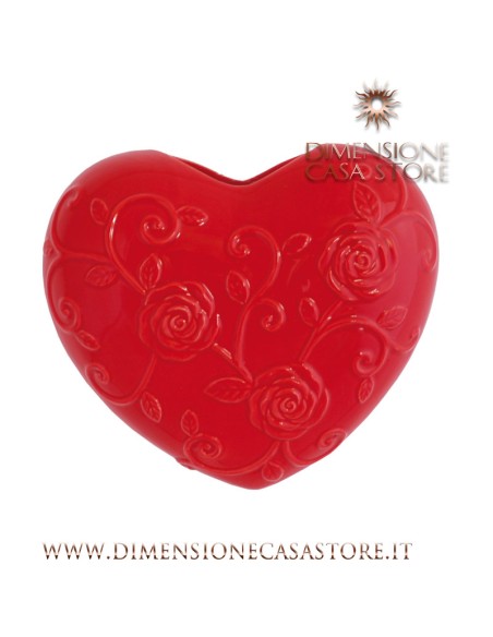 Rose e Tulipani·cuore Rosso in Porcellana Cm 15x17 in Gift Box Evaporiamo