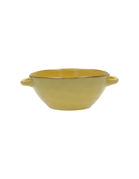 Rose e Tulipani·concerto Ocra ciotola zuppa con Manici·600 Cc·stoneware